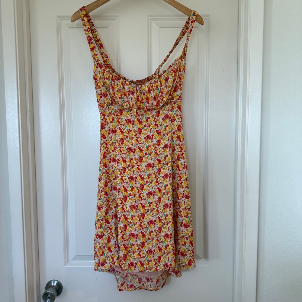 ASTR Ditsy Floral Yellow and Red Dress